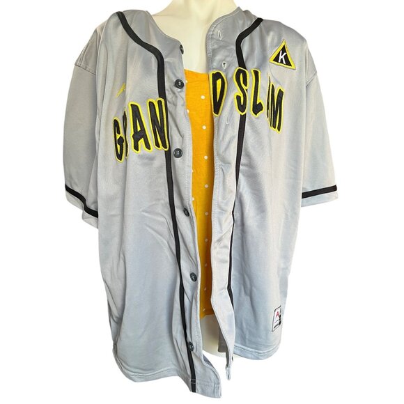 Allen Sportswear Other - Allen Sportswear Grand Slam Gray Baseball Jersey Size L Polyester Button Up